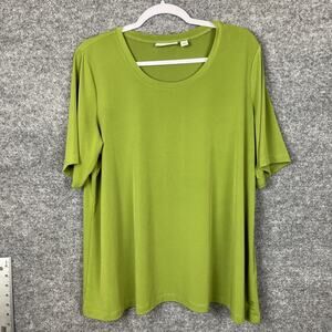 Susan Graver Liquid Knit Top Size XLP Green Short-Sleeve